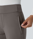 Halara Flex™ DayStretch Mid Rise Side Zipper Pocket Work Flare Pants - Deep Red Grey