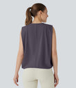 Round Neck Ruched Cool Touch Yoga Tank Top-UPF50+ - Vintage Violet