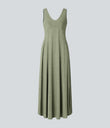 U Neck Flowy Maxi Casual Tank Dress - Light Green Floral Yarn