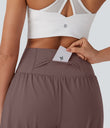 SoftlyZero™ Airy Super High Waisted 2-in-1 Cool Touch Yoga Shorts 7" with Pockets - Deep Tea Brown
