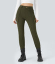 DayStretch High Waisted Zipper Pockets Solid Skinny Cargo Pants - Forest Night