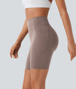 Halara UltraSculpt™ High Waisted Scrunch Butt Lifting Tummy Control Side Pocket Shaping Workout Biker Shorts 7'' - Dawn Brown