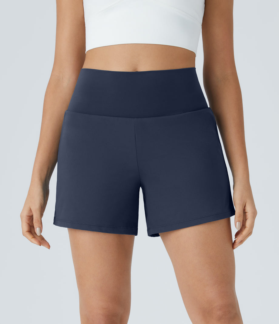 SoftlyZero™ Airy Super High Waisted 2-in-1  Cool Touch Yoga Shorts 5'' with Pockets-Longer Length - Mood Indigo