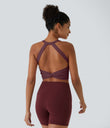 SoftlyZero™ Plush Cut Out Cropped Yoga Tank Top - Red Mahogany