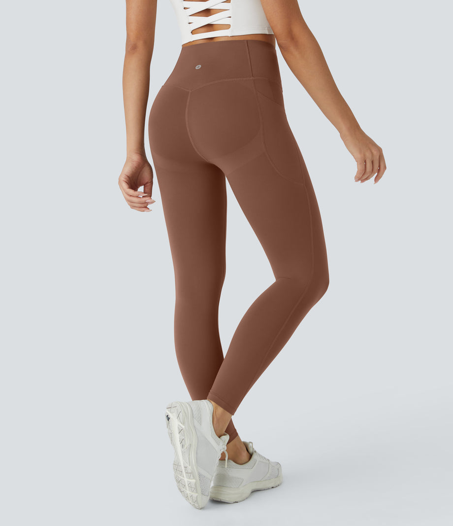 Halara UltraSculpt™ High Waisted Butt Lifting Tummy Control Pocket Shaping Workout Leggings - Thick Earthy Brown