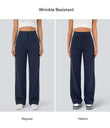 DayStretch High Waisted Pockets Straight Leg Casual Pants - Midnight Blue