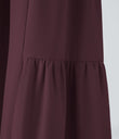 Breezeful™ High Waisted Shirred Tie Front & Back Wide Leg Flowy Quick Dry Casual Pants - Deep Crimson