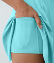SoftlyZero™ Airy Backless Twisted Flare Low Support Dance Active Dress-Longer Length-Easy Peezy Edition A-D Cups - Loka Blue