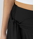 Breezeful™ High Waisted Shirred Tie Front & Back Wide Leg Flowy Quick Dry Casual Pants - Black