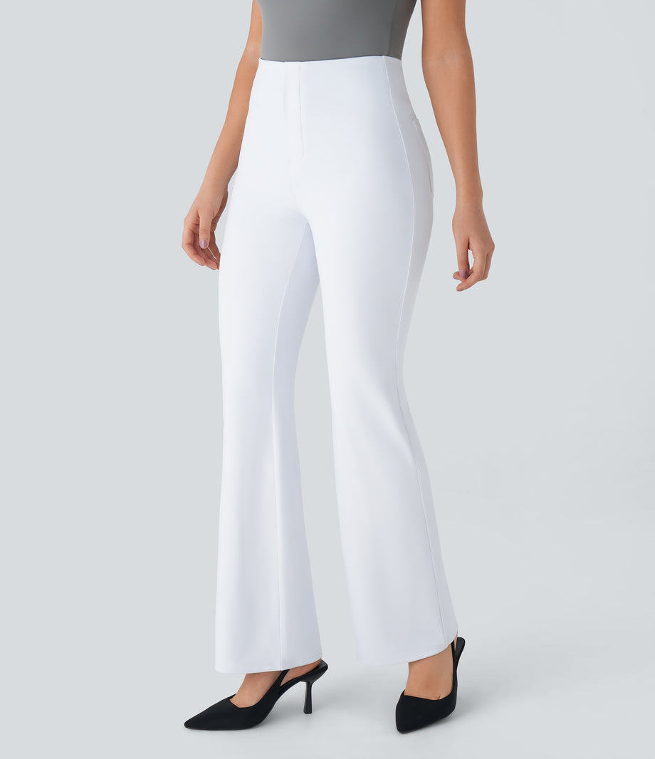Halara Flex™ High Waisted Back Side Pocket Slight Flare Work Pants - White