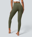 SoftlyZero™ Crossover Pocket Plain Leggings-UPF50+ - Grass Grey Green