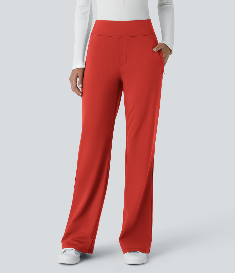 Halara Flex™ DayStretch Mid Rise Side Zipper Pocket Work Flare Pants - Valiant Poppy