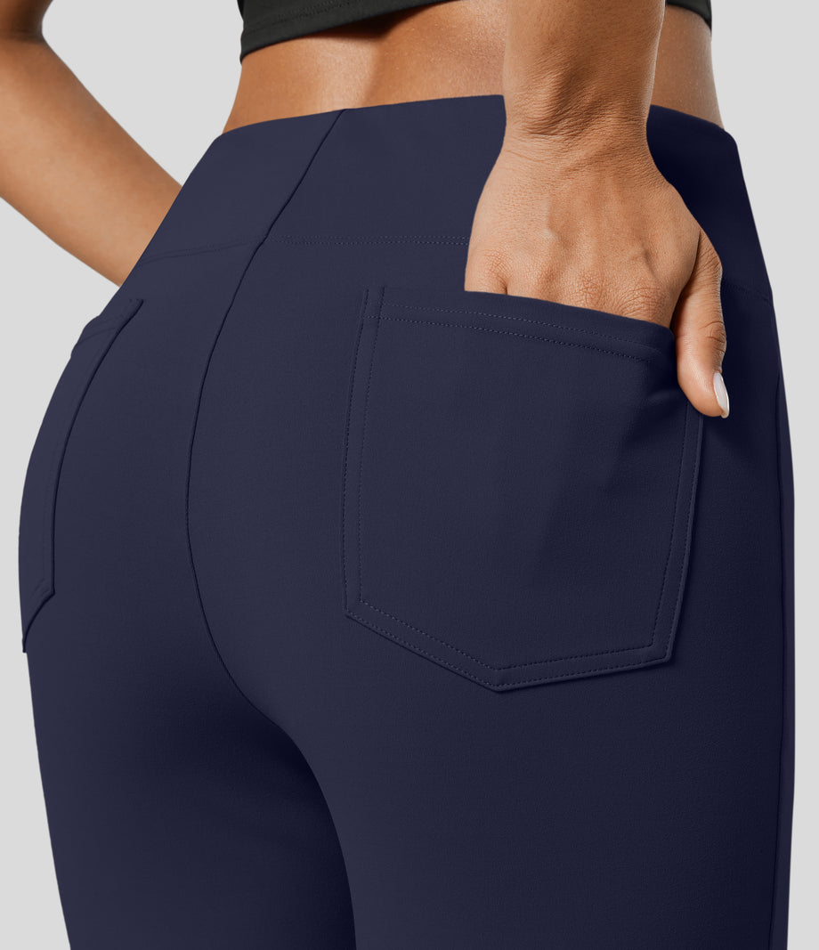 Halara Flex™ High Waisted Back Side Pocket Slight Flare Work Pants - Dress Blues