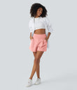 DayStretch High Waisted Work Baggy Shorts 4'' with Pockets - Candy Pink