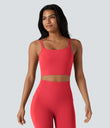 Halara UltraSculpt™ Double Straps Twisted Backless Cropped Yoga Tank Top - Bittersweet