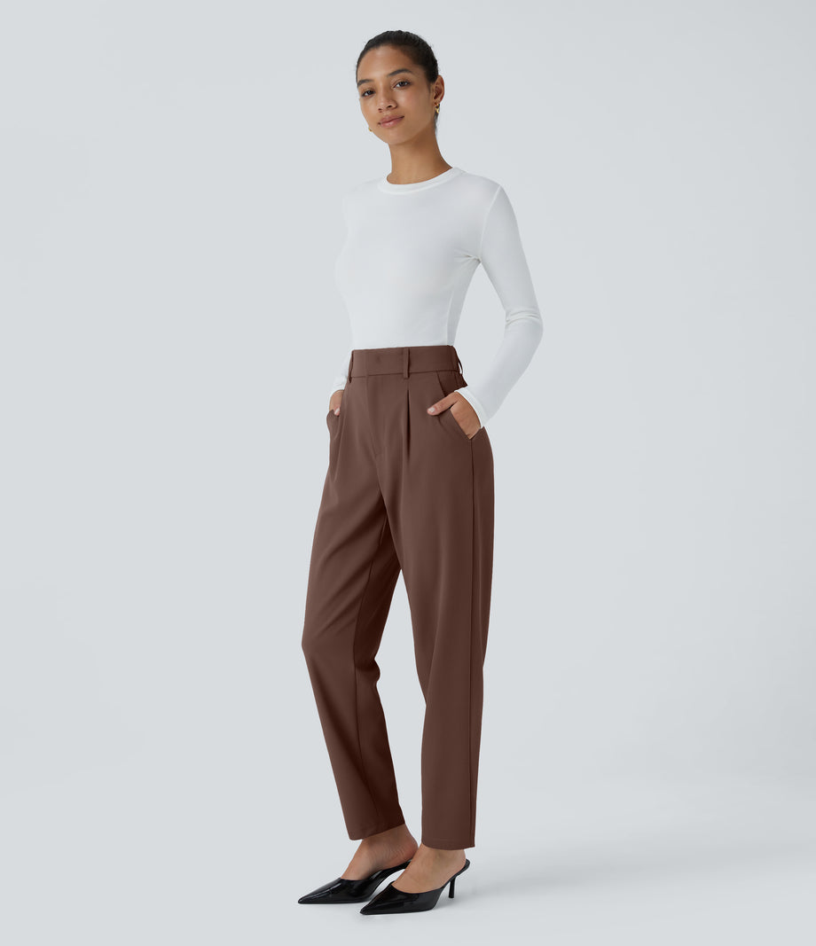 Halara Flex™ High Waisted Pocket Solid Work Tapered Pants - Rocky Road