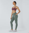 Patitoff™ 2.0 Pet Hair Resistant High Waisted Crossover Side Pocket Yoga Leggings - Washington Gray Green