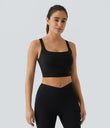 SoftlyZero™ Airy Square Neck Backless Crisscross Cropped Cool Touch Yoga Tank Top-UPF50+ - Black