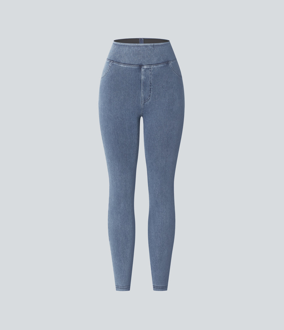 Halara Flex™ High Waisted Pocket Denim Casual Leggings - Ice Crevice Denim