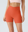 SoftlyZero™ Plush High Waisted Crossover Ruched Yoga Shorts 5'' - Tigerlily