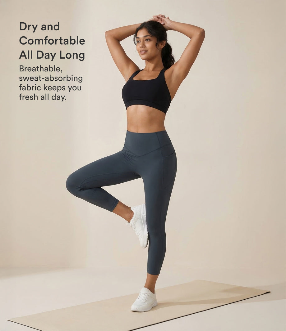 Halara UltraSculpt™ High Waisted Scrunch Butt Lifting Tummy Control Pocket Shaping Capri Training Leggings - Carbon
