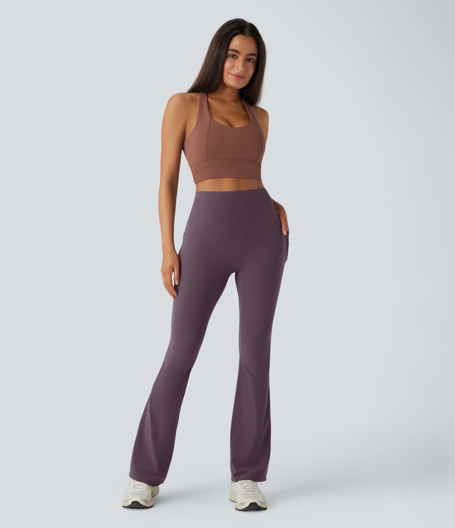 Halara UltraSculpt™ High Waisted Tummy Control Pocket Shaping Yoga Bootcut Leggings - Night's Purple