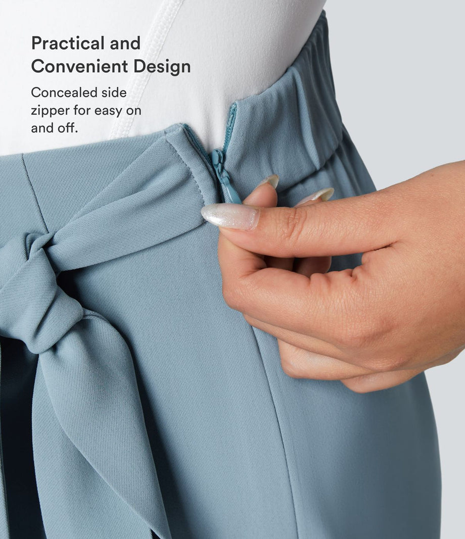 Halara Flex™ High Waisted Tie Side Wide Leg Work Pants - Forget-Me-Not