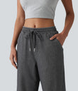 Halara Flex™ Low Rise Drawstring Wide Leg Sparkle Casual Sweatpants Jeans with Pockets - Iron Gate Denim