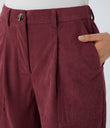 Mid Rise Zipper Pockets Corduroy Casual Joggers - Pomegranate