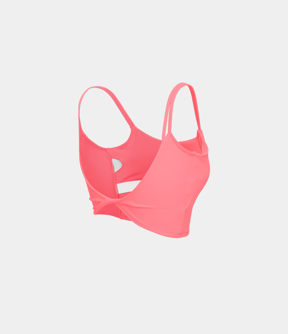 Double Straps Cropped Yoga Tank Top - Dreamy Peach Pink
