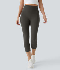 Halara UltraSculpt™ High Waisted Tummy Control Pocket Shaping Training Capri Leggings - Hazelnut Black