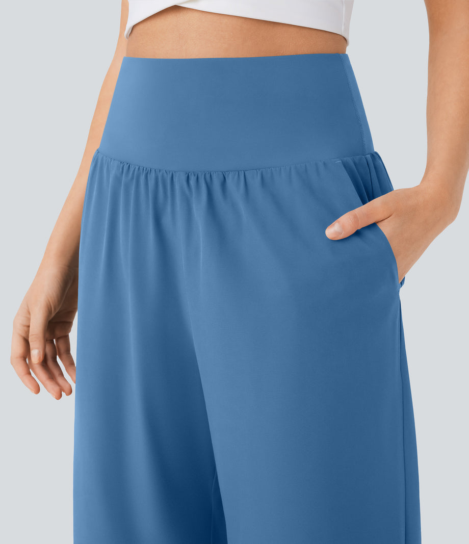 Breezeful™ High Waisted Tummy Control Split Hem Quick Dry Resort Pants with Pockets - Pacific Coast