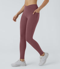 Patitoff™ 2.0 Pet Hair Resistant High Waisted Crossover Side Pocket Yoga Leggings - Wild Ginger