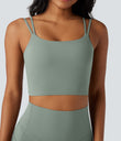 Halara UltraSculpt™ Double Straps Twisted Backless Cropped Yoga Tank Top - Iceberg Green