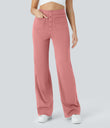 DayStretch High Waisted Pockets Straight Leg Casual Pants - Candy Pink