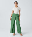 Halara Flex™ High Waisted Tie Side Wide Leg Work Pants - Hills Green