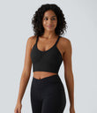 OneForm Seamless Flow Low Support Ruched Double Straps Sports Bra A-D Cups - Black