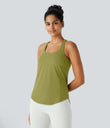 Halara UltraSculpt™ Round Neck Curved Hem Workout Tank Top - Moss