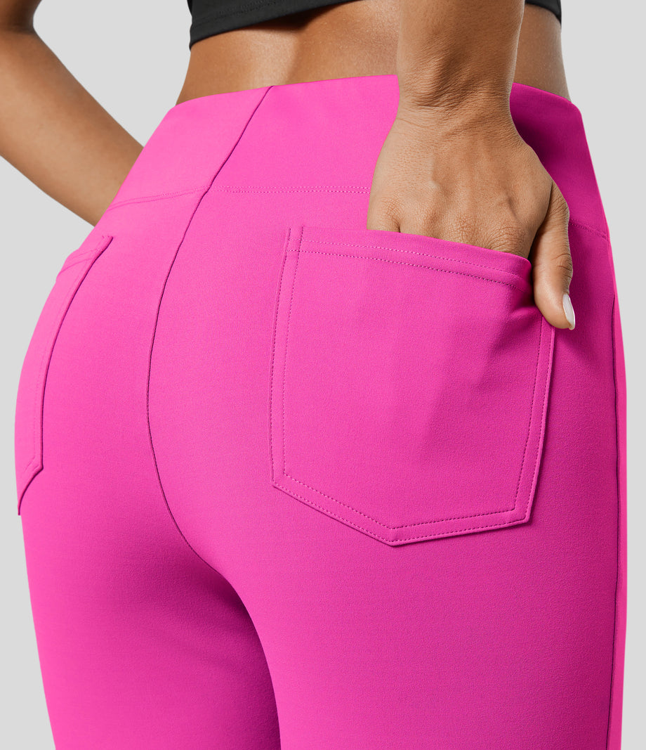 Halara Flex™ High Waisted Back Side Pocket Slight Flare Work Pants - Raspberry Rose