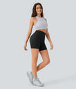 Halara UltraSculpt™ High Waisted Scrunch Butt Lifting Tummy Control Pocket Shaping Workout Biker Shorts 5'' - Black