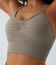 OneForm Seamless Flow Low Support Ruched Double Straps Sports Bra A-D Cups - Frost Gray
