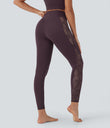 SoftlyZero™ High Waisted Crossover Contrast Lace Pocket Yoga Leggings-UPF50+ - Dusky Evening purple