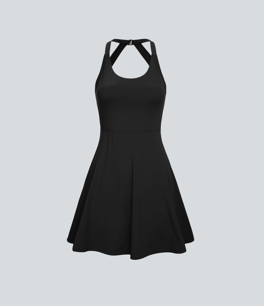 Flare Mini Dance Active Dress-Longer Length - Black