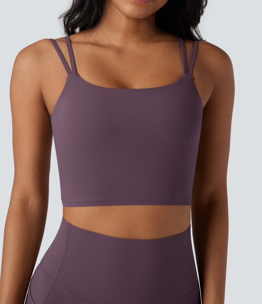Halara UltraSculpt™ Double Straps Twisted Backless Cropped Yoga Tank Top - Night's Purple