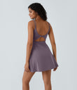 SoftlyZero™ Plush Double Straps 2-Piece Pocket Slip Dance Active Dress A-D Cups - Tulip Purple