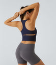 SoftlyZero™ Plush U Neck Racerback Cut Out Cropped Yoga Tank Top - Peacoat
