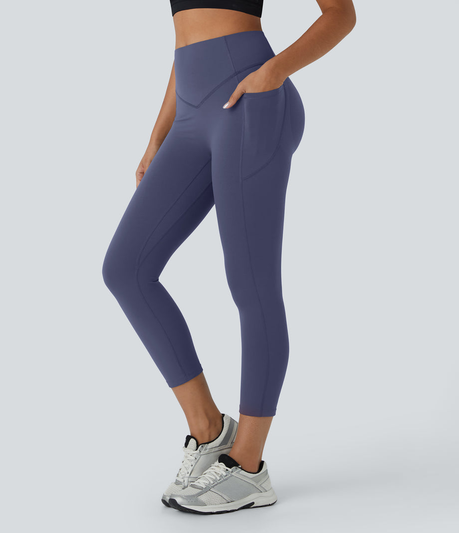 Halara UltraSculpt™ High Waisted Scrunch Butt Lifting Tummy Control Pocket Shaping Capri Training Leggings - Mood Indigo