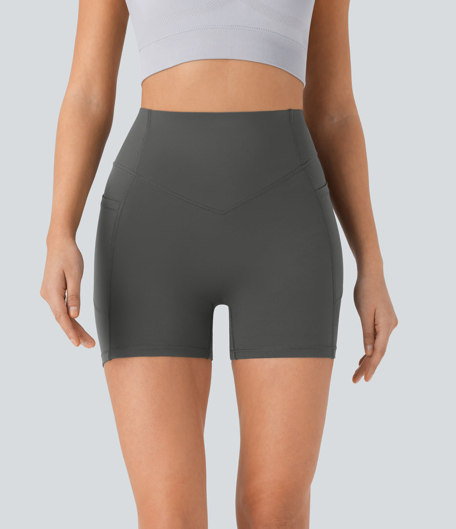 Halara UltraSculpt™ High Waisted Scrunch Butt Lifting Tummy Control Pocket Shaping Workout Biker Shorts 5'' - Volcanic Ash