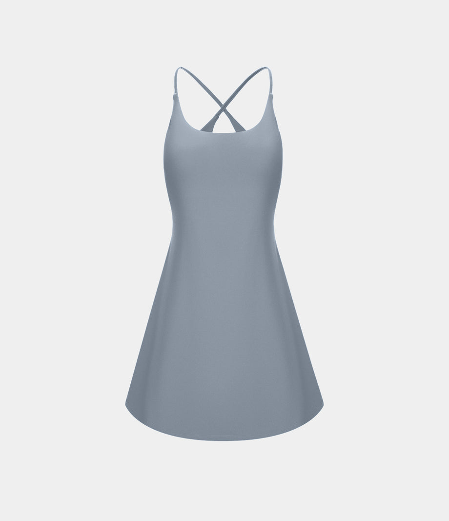 SoftlyZero™ Plush Backless Active Dress - Gray Haze Blue