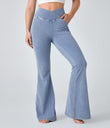 Halara Flex™ High Waisted Crossover Pocket Cool Touch Washed Casual Jeans - Tile Blue Denim